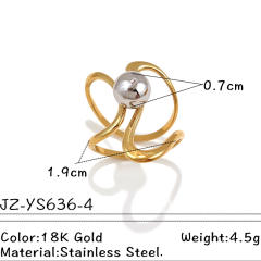 304 stainless steel rings mix color bead gemoetric line finger rings