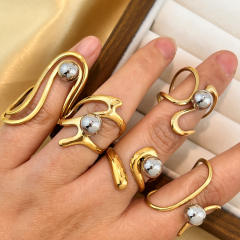 304 stainless steel rings mix color bead gemoetric line finger rings