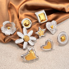 Mix color hot sale stainless steel rings heart flower rings for women