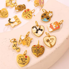 Cute pet heart-shaped dog paw print pendant stainless steel charm diy jewelry accessory