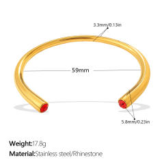 Multi-Color Gemstone Open Bracelet Minimalist Colorful Diamond stainless steel bangle bracelet