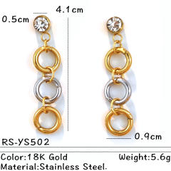 18KG unique mix color circle crescentmoon stainless steel earrings