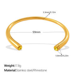 Multi-Color Gemstone Open Bracelet Minimalist Colorful Diamond stainless steel bangle bracelet