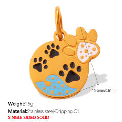 Cute pet heart-shaped dog paw print pendant stainless steel charm diy jewelry accessory