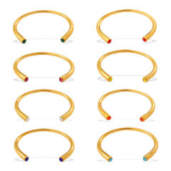 Multi-Color Gemstone Open Bracelet Minimalist Colorful Diamond stainless steel bangle bracelet