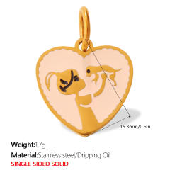 Cute pet heart-shaped dog paw print pendant stainless steel charm diy jewelry accessory