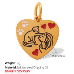 Cute pet heart-shaped dog paw print pendant stainless steel charm diy jewelry accessory