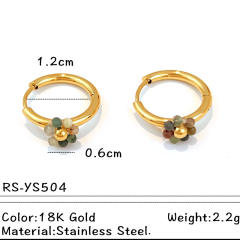 18KG unique mix color circle crescentmoon stainless steel earrings