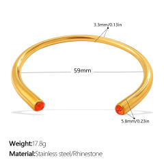 Multi-Color Gemstone Open Bracelet Minimalist Colorful Diamond stainless steel bangle bracelet