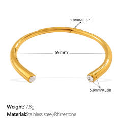 Multi-Color Gemstone Open Bracelet Minimalist Colorful Diamond stainless steel bangle bracelet