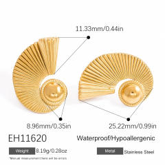 18KG wave shape stripe pattern stainless steel earrings big earrings