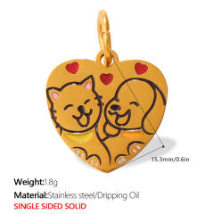 Cute pet heart-shaped dog paw print pendant stainless steel charm diy jewelry accessory