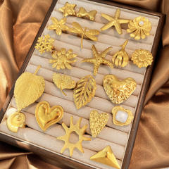 Hot sale holiday vacation flower leaf shape stainless steel rings