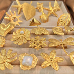 Hot sale holiday vacation flower leaf shape stainless steel rings