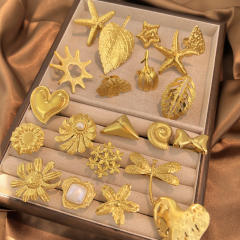 Hot sale holiday vacation flower leaf shape stainless steel rings
