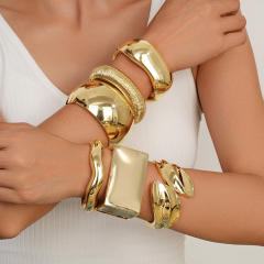 Irregular Glossy Alloy Bracelet Set Geometric Bracelet Collection Hand Jewelry Accessories