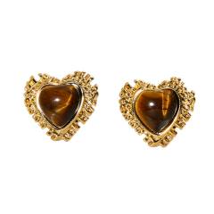 Tiger Eye Stone Imitation Pearl Inlaid Cut Out Special-Shaped Earrings stainless steel earrings