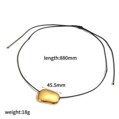 Personalized Retro Wax Rope Sweater Chain Stainless Steel Heart-Shaped O-Shaped Pendant long necklace