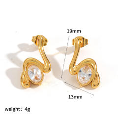 Geometric Stainless Steel Earrings Fashionable Diamond Pearl Titanium Steel Earrings