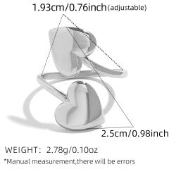 Geometric Love Ring for Women Simple Square Ball Open Ring stainless steel rings