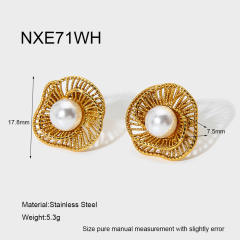 Tiger Eye Stone Imitation Pearl Inlaid Cut Out Special-Shaped Earrings stainless steel earrings