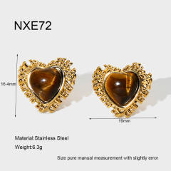 Tiger Eye Stone Imitation Pearl Inlaid Cut Out Special-Shaped Earrings stainless steel earrings