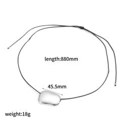 Personalized Retro Wax Rope Sweater Chain Stainless Steel Heart-Shaped O-Shaped Pendant long necklace