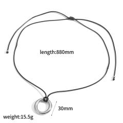 Personalized Retro Wax Rope Sweater Chain Stainless Steel Heart-Shaped O-Shaped Pendant long necklace