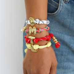 Dopamine Thick Multi-Colorful Rope Glossy Bubble 26 English Letters Women's Bracelet initial bracelet