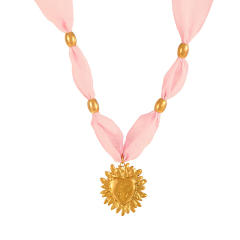Stainless steel heart starfish moon pendant silk scarf chain necklace for women