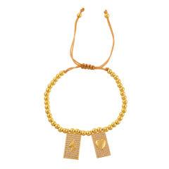 Copper-set zircon square cross heart-shaped bracelet for Valentine's Day