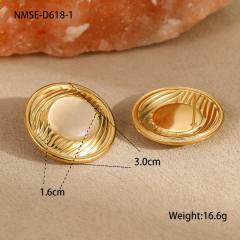 Concise opal stone inlaid flower heart stainless steel earrings rings set