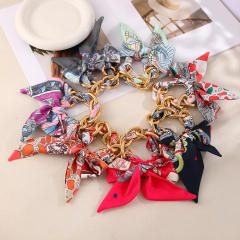 Mobile Phone Chain Short Braided bracelet Lanyard Handmade Anti-Fall Wrist Strap Ready-Made Silk Scarf Anti-Lost Bracelet