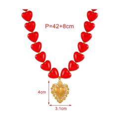 Red acrylic heart chain stainless steel heart pendant choker necklace