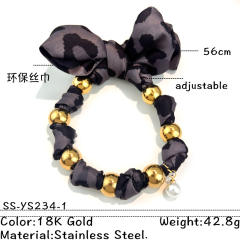 Winter silk scarf stainless steel bead charm bracelet hand jewelry