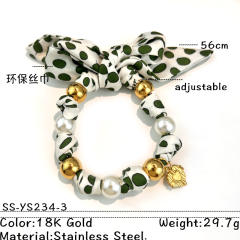 Winter silk scarf stainless steel bead charm bracelet hand jewelry