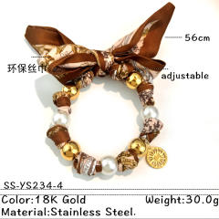 Winter silk scarf stainless steel bead charm bracelet hand jewelry