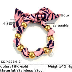 Winter silk scarf stainless steel bead charm bracelet hand jewelry