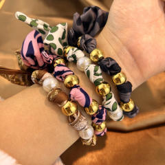 Winter silk scarf stainless steel bead charm bracelet hand jewelry
