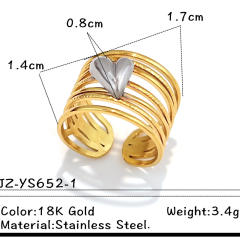 18KG geometric design mix color star heart stainless steel rings