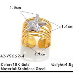 18KG geometric design mix color star heart stainless steel rings