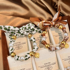Winter silk scarf stainless steel bead charm bracelet hand jewelry