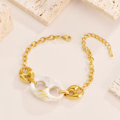 Personalize 18K Gold Bracelet Colorful Resin pig nose Necklace stainless steel necklace bracelet earrings set