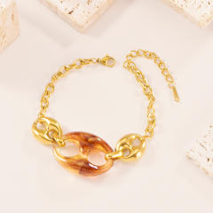 Personalize 18K Gold Bracelet Colorful Resin pig nose Necklace stainless steel necklace bracelet earrings set