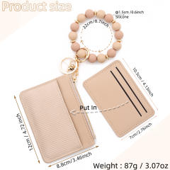 INS Pink Small Wallet Card Case Bank Card Set Silicone Bead Bracelet Leather Women's Wallet