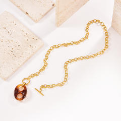 Personalize 18K Gold Bracelet Colorful Resin pig nose Necklace stainless steel necklace bracelet earrings set