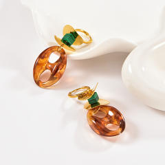 Personalize 18K Gold Bracelet Colorful Resin pig nose Necklace stainless steel necklace bracelet earrings set