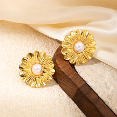 Stainless Steel earrings Flower Earrings for Women pearl earrings