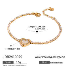 Valentines's day gift diamond heart stainless steel necklace bracelet rings set