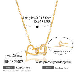Valentines's day gift diamond heart stainless steel necklace bracelet rings set